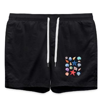 T-shirt coquillage Motif hawaïen coloré - Short de bain - noir - Devant - AI Model Male 185 light (185cm)