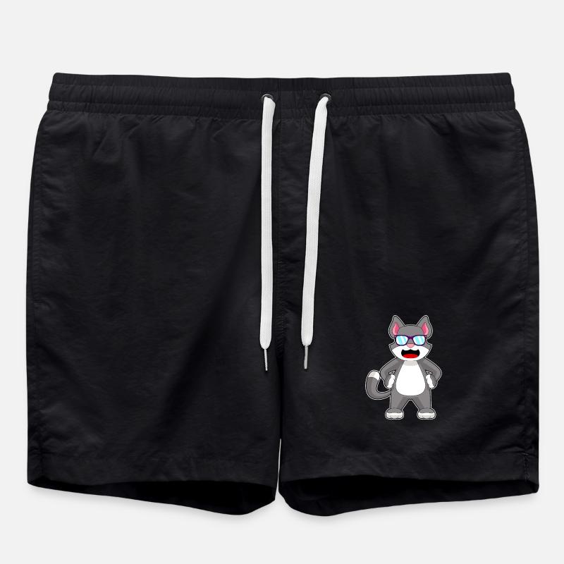 Cat Sunglasses - Swim Trunks - black