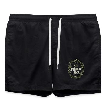 Gardening Men, Green Plant Dads - Sir Plants-Alot - Swim Trunks - black - Front - AI Model Male 185 light (185cm)