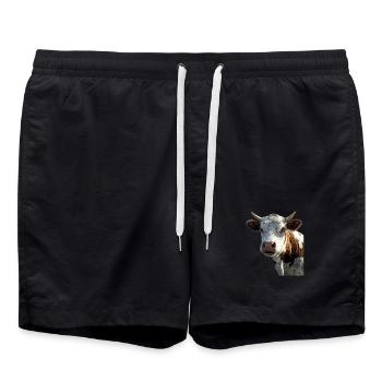 vache fermier boeuf lait veau végétalien vache vache de ferme vaches - Short de bain - noir - Devant - AI Model Male 185 light (185cm)