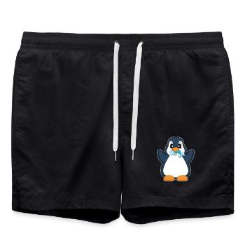 Poisson pingouin - Short de bain - noir - Devant - AI Model Male 185 light (185cm)
