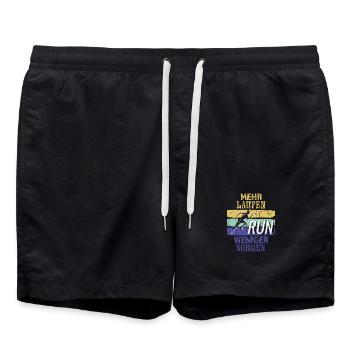 Mehr Laufen - Weniger Sorgen - Badeshorts - Schwarz - Vorne - AI Model Male 185 light (185cm)