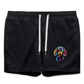 Dackel Dachshund Zwergdackel Dackelclub Teckel - Badeshorts - Schwarz - Vorne - AI Model Male 185 light (185cm)