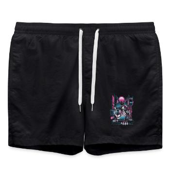 Cyberpunk Neon Tiger Futuristic Design - Swim Trunks - black - Front - AI Model Male 185 light (185cm)