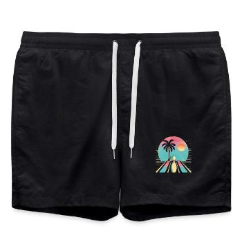 Oldschool Bowling - Swim Trunks - black - Front - AI Model Male 185 light (185cm)