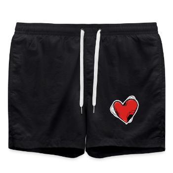Rotes Herz - Badeshorts - Schwarz - Vorne - AI Model Male 185 light (185cm)