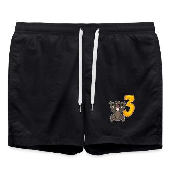 Trois 3 - Numéro 3 - Numéro 3 Anniversaire Singe - Short de bain - noir - Devant - AI Model Male 185 light (185cm)