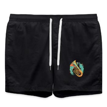 Tuba Graphic - Swim Trunks - black - Front - AI Model Male 185 light (185cm)