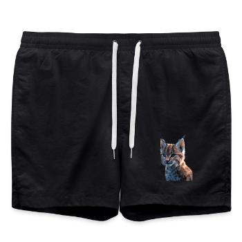 Lynx Wildcat Big Cats Cats Cute Lynx - Swim Trunks - black - Front - AI Model Male 185 light (185cm)