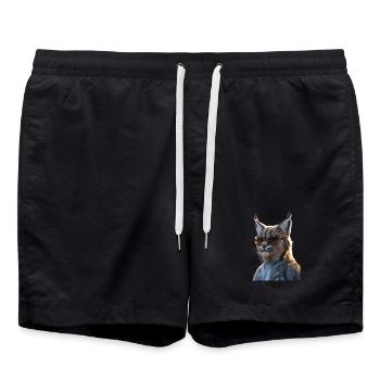 Lynx Wildcat Big Cats Cats Cute Lynx - Swim Trunks - black - Front - AI Model Male 185 light (185cm)