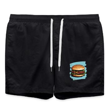 Burger Rétro - Short de bain - noir - Devant - AI Model Male 185 light (185cm)