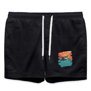 Meeresschildkröte Retro - Badeshorts - Schwarz - Vorne - AI Model Male 185 light (185cm)