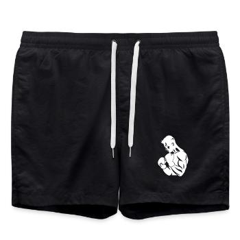 Boxer Zeichnung - Badeshorts - Schwarz - Vorne - AI Model Male 185 light (185cm)