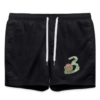 Drei 3 - Nummer 3 - Zahl 3 Geburtstag Schnecke - Badeshorts - Schwarz - Vorne - AI Model Male 185 light (185cm)