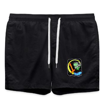 Zahl 1 Nummer Eins - Dinosaurier Motiv - Badeshorts - Schwarz - Vorne - AI Model Male 185 light (185cm)