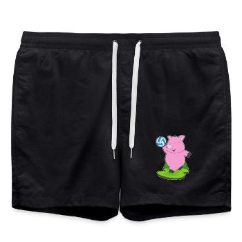 Schwein Volleyballspieler Volleyball - Badeshorts - Schwarz - Vorne - AI Model Male 185 light (185cm)