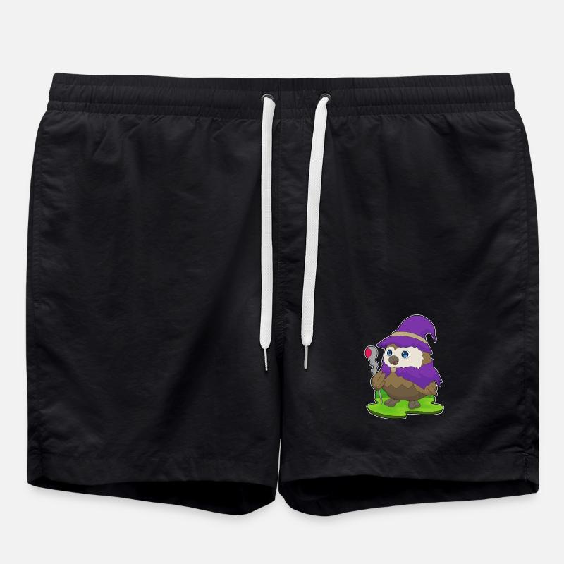 Eule Halloween Hexe - Badeshorts - Schwarz