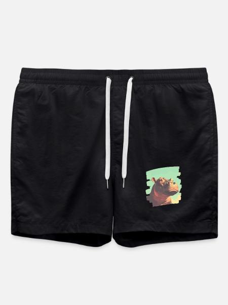 Hippopotamus Retro - Swim Trunks - black