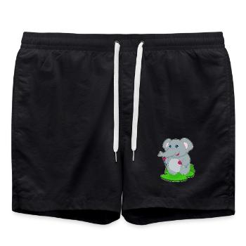 Elefant Dart Dartpfeil - Badeshorts - Schwarz - Vorne - AI Model Male 185 light (185cm)