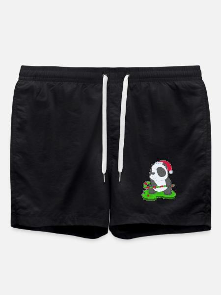 Panda Weihnachten Feldhockey - Badeshorts - Schwarz