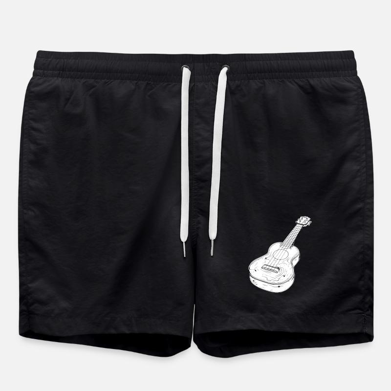 Ukulele Drawing - Swim Trunks - black