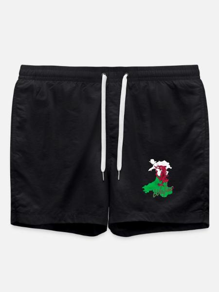 Flag of Wales, Welsh pride - Swim Trunks - black