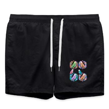 oiseau oiseaux perroquet perroquet couronne de laurier - Short de bain - noir - Devant - AI Model Male 185 light (185cm)