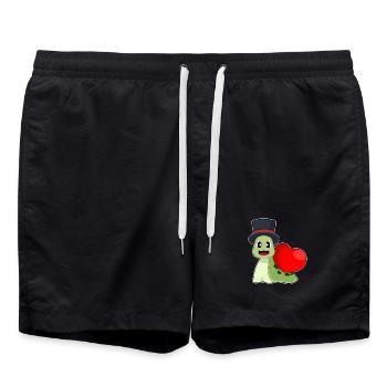 Schnecke Bräutigam Herz Hochzeit - Badeshorts - Schwarz - Vorne - AI Model Male 185 light (185cm)