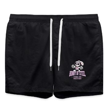 Bunny Fitness Weight Training Saying Training - Swim Trunks - black - Front - AI Model Male 185 light (185cm)