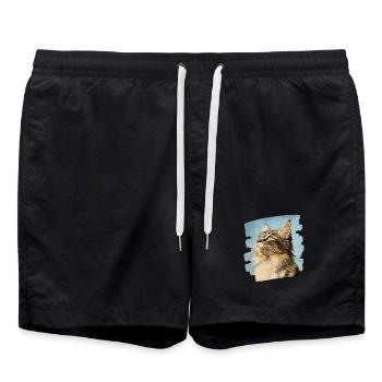 Maine Coon - Badeshorts - Schwarz - Vorne - AI Model Male 185 light (185cm)