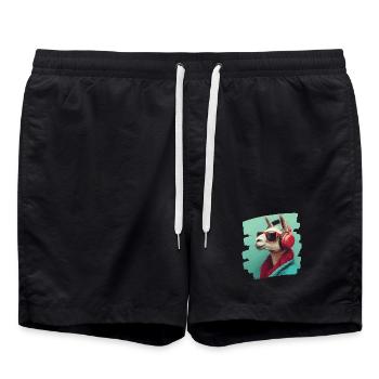 Llama Headphones - Swim Trunks - black - Front - AI Model Male 185 light (185cm)