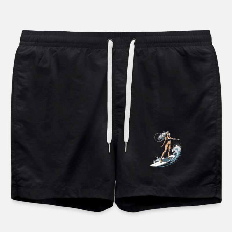 Weibliche Surferin Grafik - Badeshorts - Schwarz