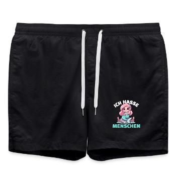 Cheeky mermaid with a cynical message - Swim Trunks - black - Front - AI Model Male 185 light (185cm)