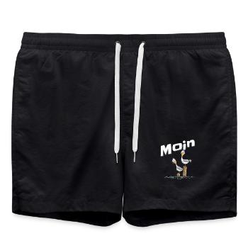 Moin Möwe Nordsee Urlaub Nordeutschland - Badeshorts - Schwarz - Vorne - AI Model Male 185 light (185cm)