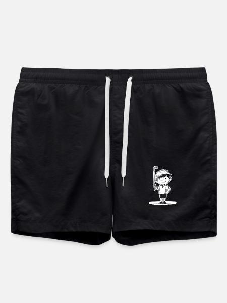 Little Golfer Sketch - Swim Trunks - black