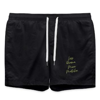 Less Drama, More Matcha – Funny Tea Gift - Swim Trunks - black - Front - AI Model Male 185 light (185cm)