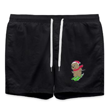 Bär Weihnachten Ski - Badeshorts - Schwarz - Vorne - AI Model Male 185 light (185cm)