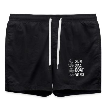 Sun Sea Boat Wind - Swim Trunks - black - Front - AI Model Male 185 light (185cm)