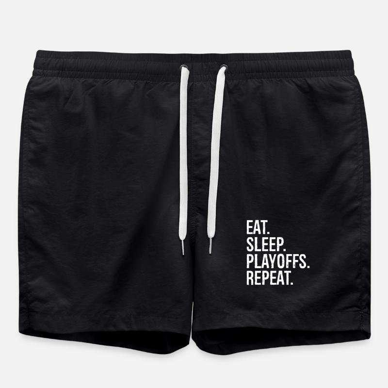 Eat Sleep Playoffs Repeat - Swim Trunks - black