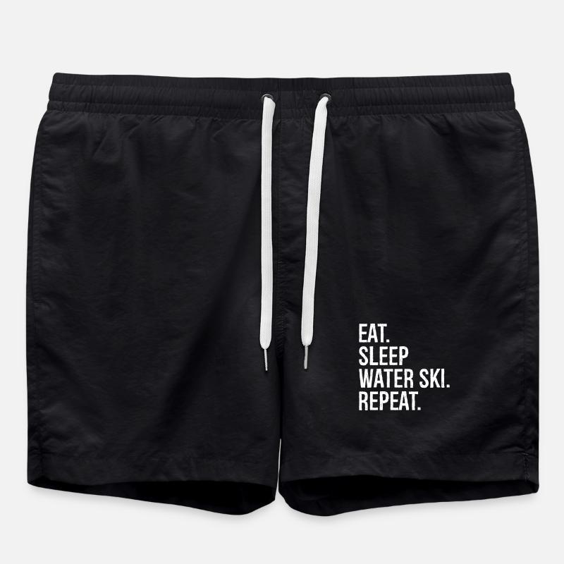 Eat Sleep Waterski Repeat - Swim Trunks - black