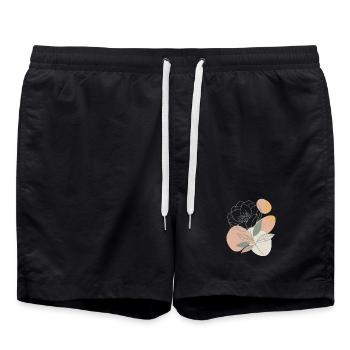 Flowers - Spring - Summer - Saying - Swim Trunks - black - Front - AI Model Male 185 light (185cm)