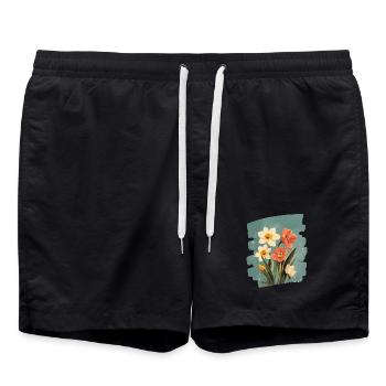 Printemps Printemps Début Fleur Fleurs - Short de bain - noir - Devant - AI Model Male 185 light (185cm)