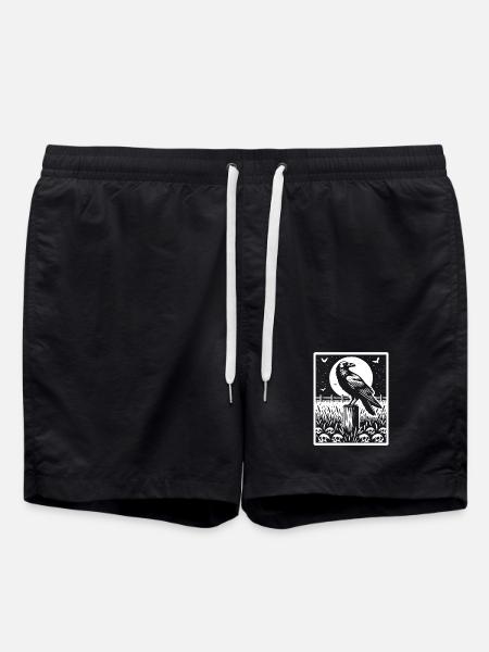 Raven Full Moon Field Skull - Swim Trunks - black