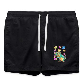 Dino Dinos Kids Child Baby Toddlers - Swim Trunks - black - Front - AI Model Male 185 light (185cm)