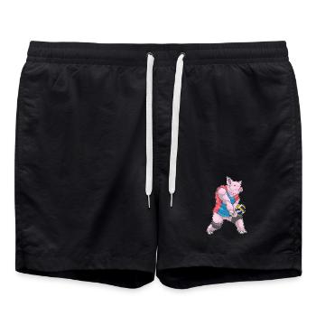 Schwein Volleyballspieler Volleyball - Badeshorts - Schwarz - Vorne - AI Model Male 185 light (185cm)