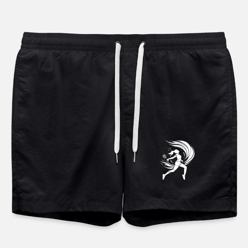 Badminton Player Drawing - Swim Trunks - black