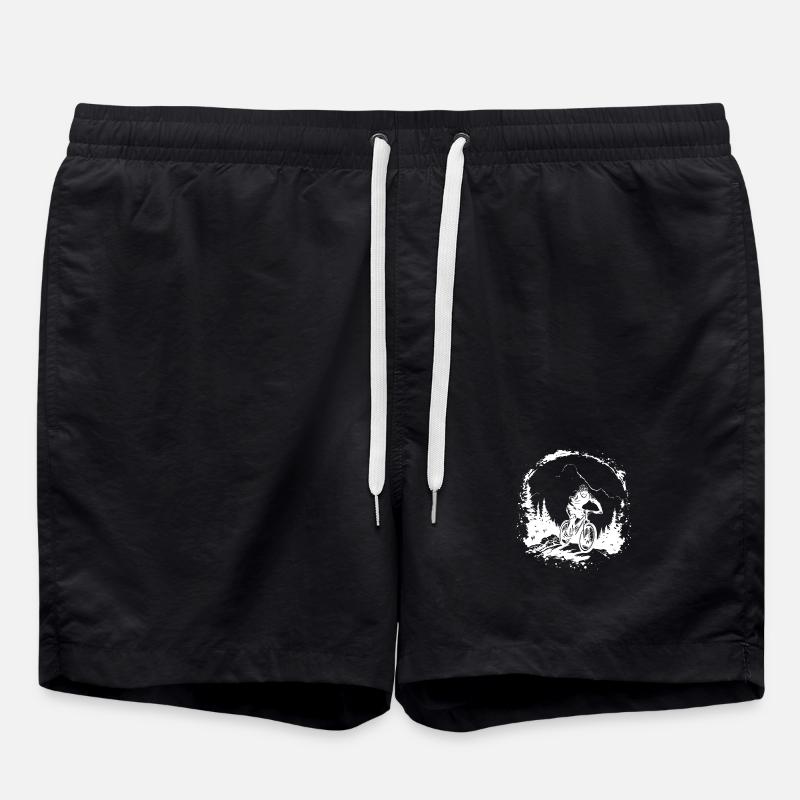 Mountain Biking Drawing - Swim Trunks - black