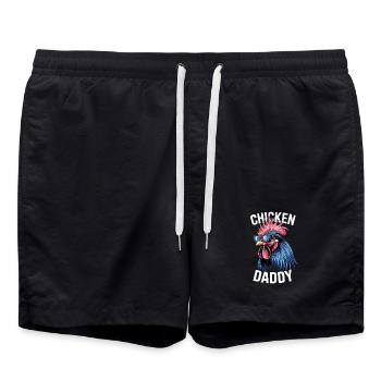 Poulet Papa Poulets Fête des Pères Volaille Fermier Coq - Short de bain - noir - Devant - AI Model Male 185 light (185cm)