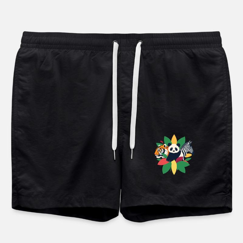 Tiger Panda Zebra - Swim Trunks - black
