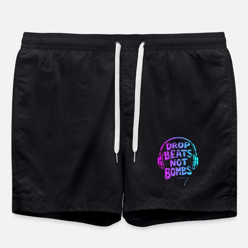 Drop Beats Not Bombs rose cyan - Short de bain - noir